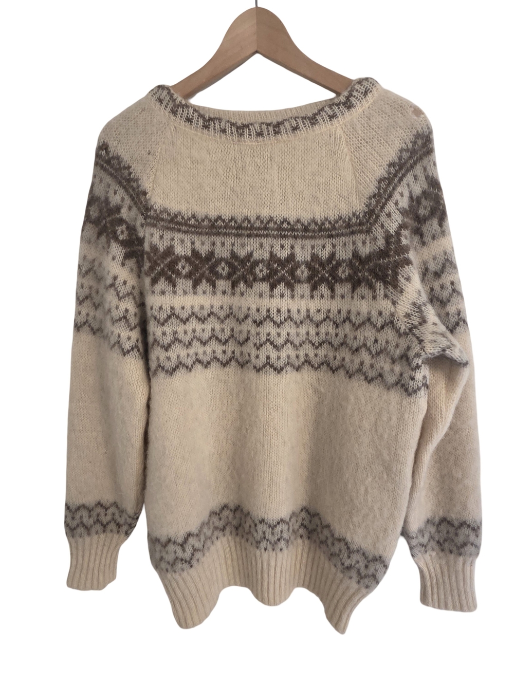 Ivory & Taupe Fair Isle Scoop Neck Sweater
